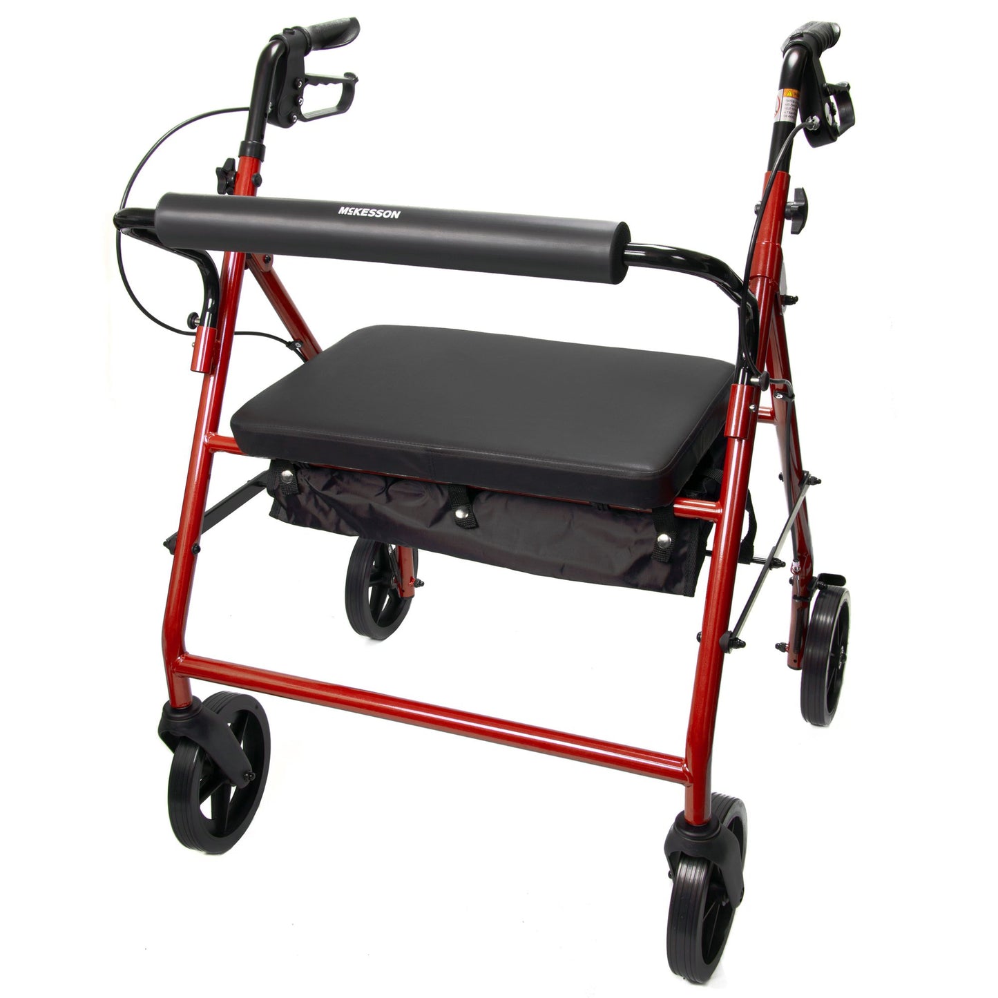 Bariatric 4 Wheel Rollator McKesson Red Adjustable Height / Heavy Duty / Folding Steel Frame - 146-10216RD-1
