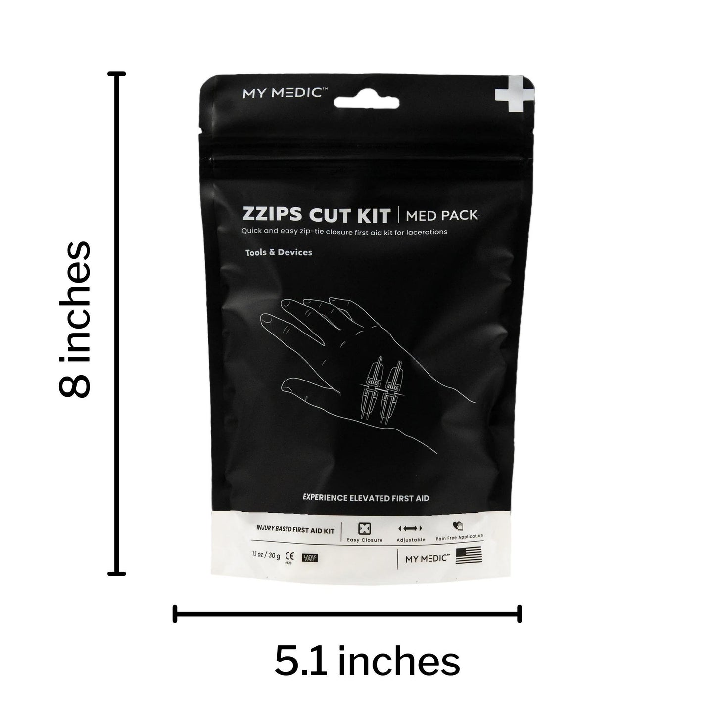 Med Packs™ Zzips First Aid Kit for Cuts, Lacerations in Portable Pouch MM-SPL-MD-PK-ZZIP-CUT-EA