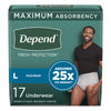 Male Adult Absorbent Underwear Depend® Fresh Protection Waistband Style Large Disposable Heavy Absorbency - 47926