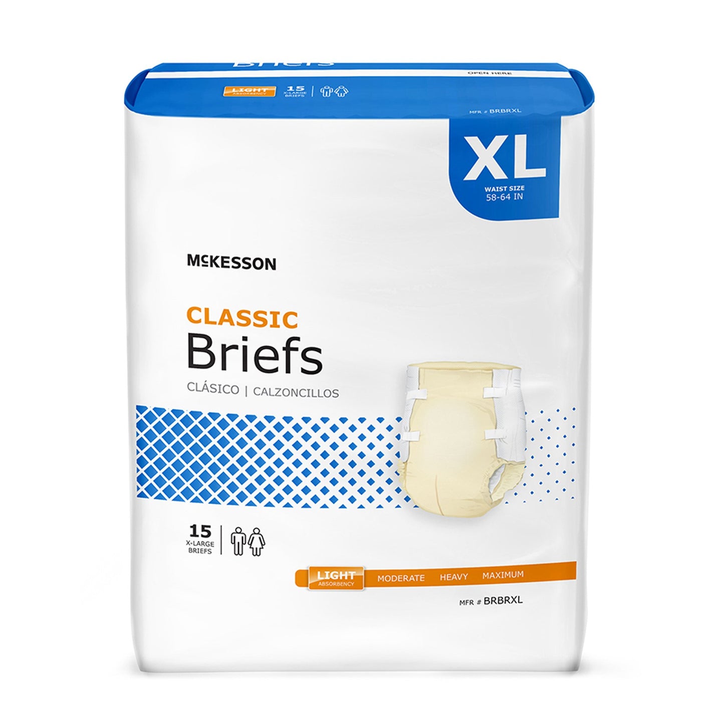 Unisex Adult Incontinence Brief McKesson Classic X-Large Disposable Light Absorbency - BRBRXL