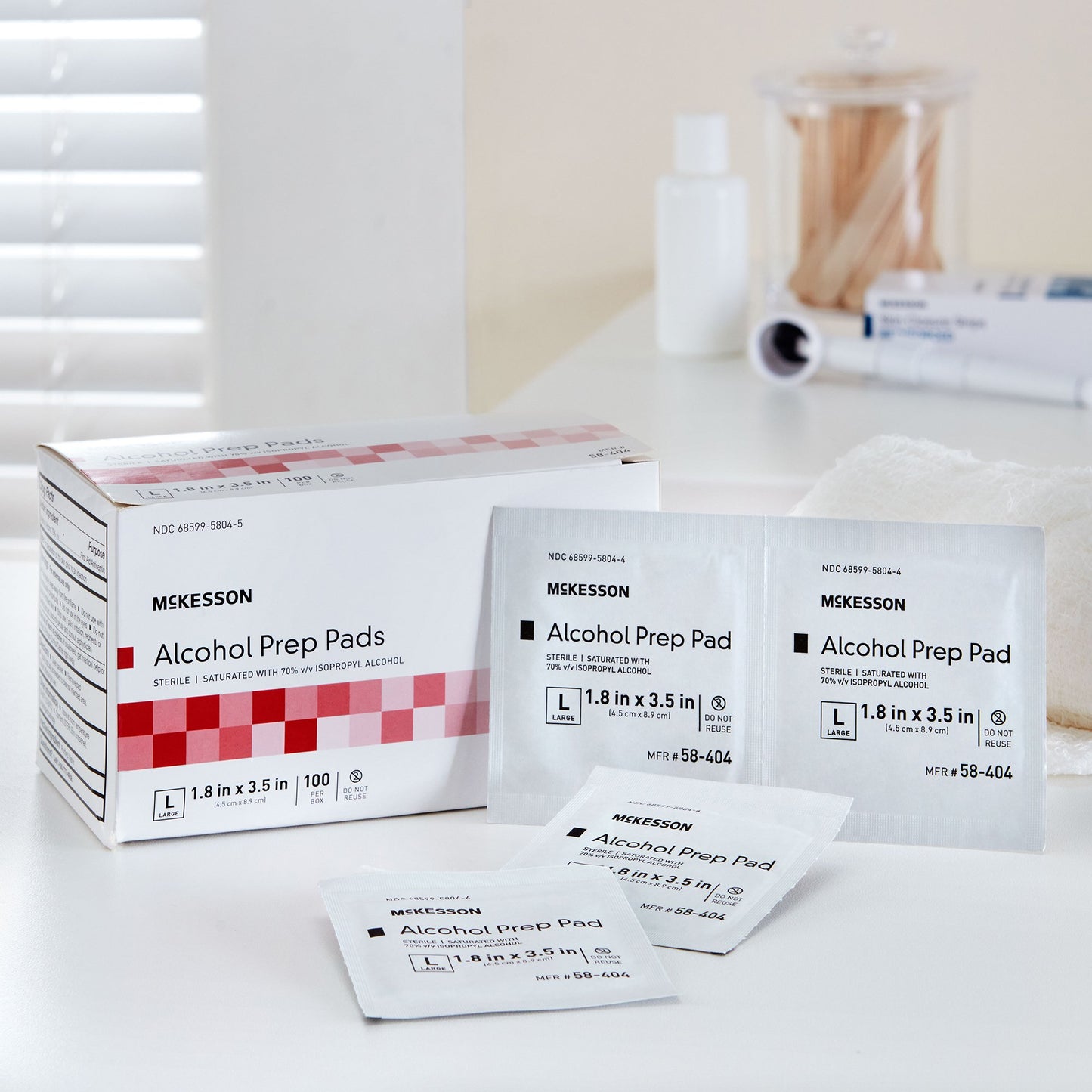 McKesson Alcohol Prep Pad Isopropyl Alcohol, 1-4/5 x 3-1/2 Inch 58-404