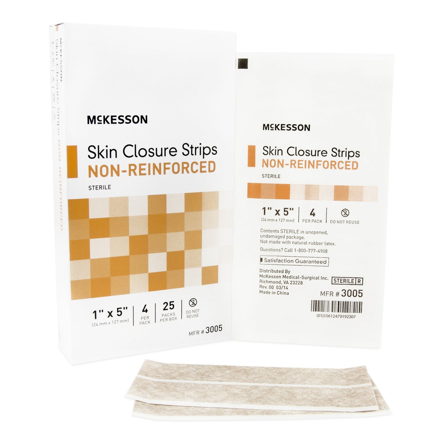 Skin Closure Strip McKesson 1 X 5 Inch Nonwoven Material Flexible Strip Tan - 3005