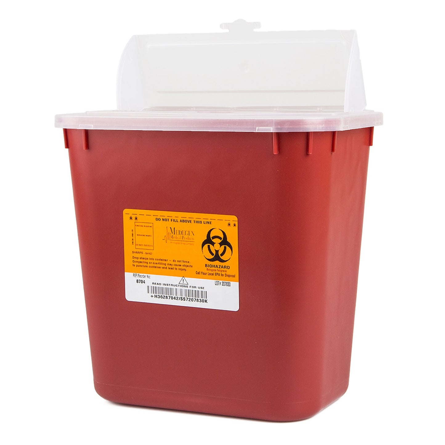 Medegen Medical Products LLC Sharps Multi-purpose Sharps Container, 2 Gallon, 9 x 10 x 7 Inch 8704, Case of 24