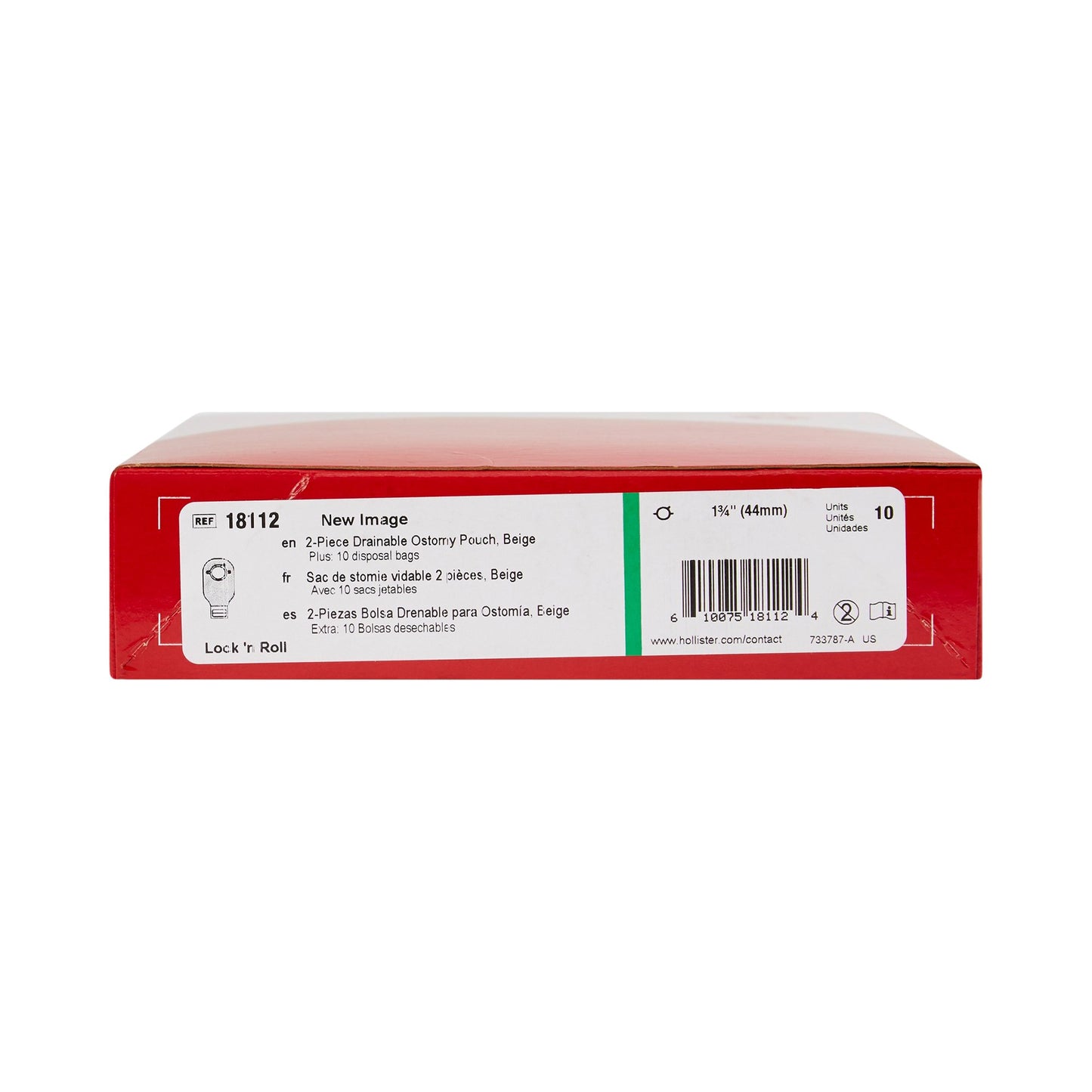 New Image™ 18112 Beige Colostomy Pouch, Pre-cut to Fit 44 mm Stomas, Green Match 18112