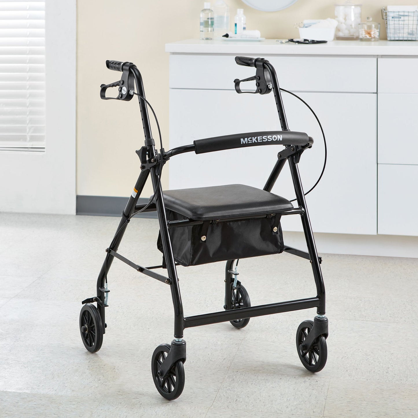 McKesson Folding Aluminum Four-Wheel Rollator, Black 146-R726BK