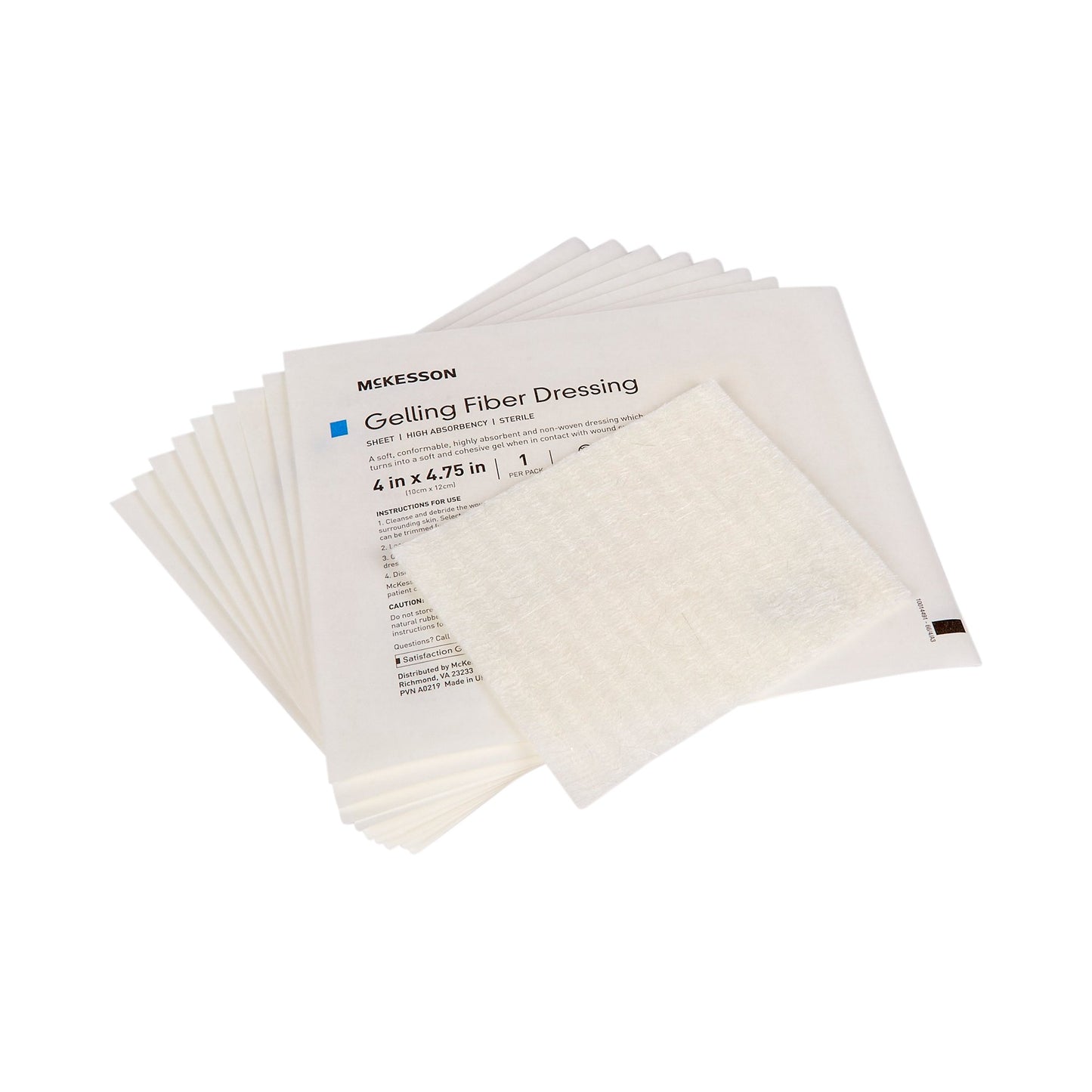 McKesson Gelling Fiber Wound Dressing, 4 x 4-3/4 Inch 87400