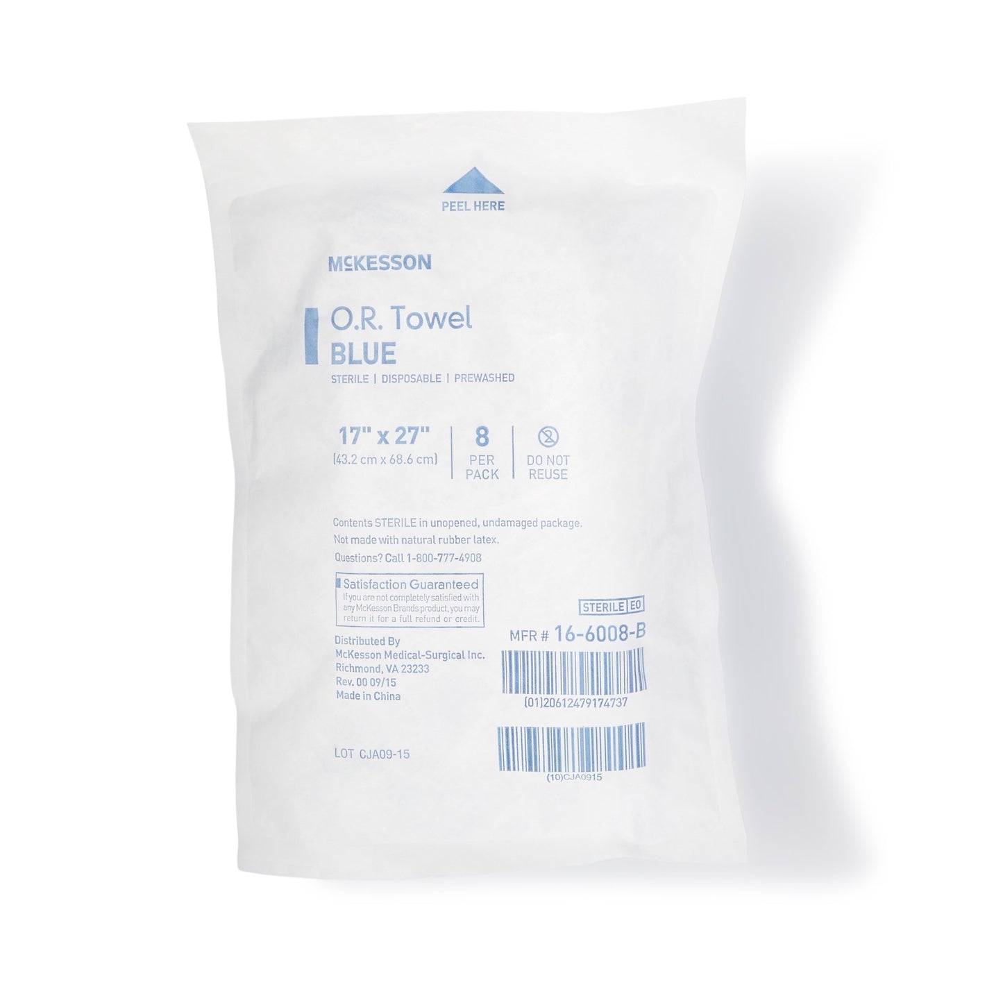 McKesson Brand McKesson Sterile Blue O.R. Towel, 17 x 27 Inch 16-6008-B, Case of 80
