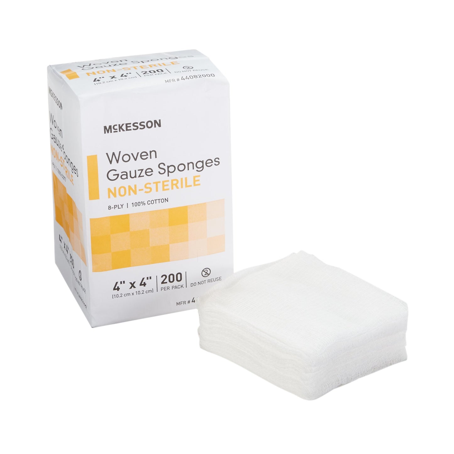 Gauze Sponge McKesson 4 X 4 Inch 8-Ply NonSterile 200 per Pack - 44082000