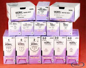 Absorbable Suture with Needle Coated Vicryl™ Polyglactin 910 TG160-8 1/2 Circle Spatula Needle Size 8-0 Braided - J574G