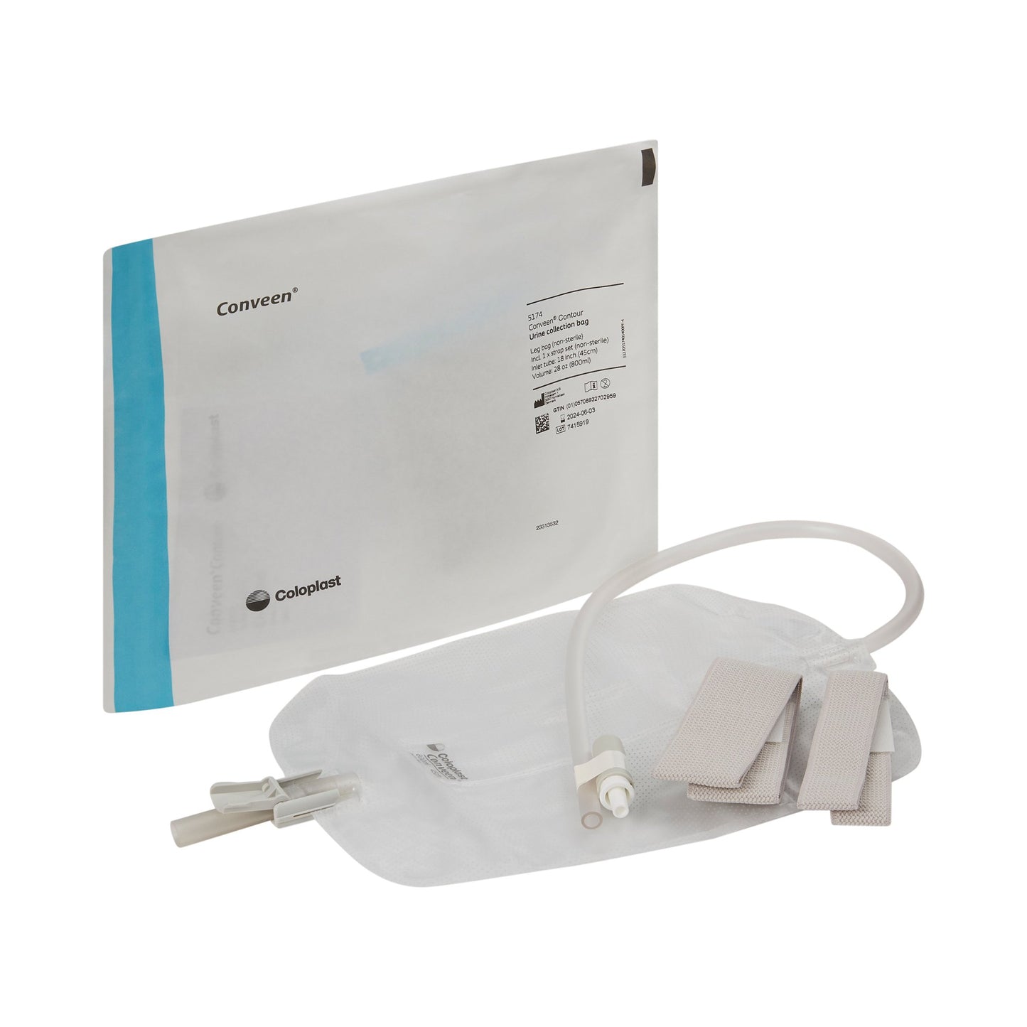 Urinary Leg Bag Conveen® Security+ Anti-Reflux Valve NonSterile 800 mL Polyethylene / Flocked - 5174
