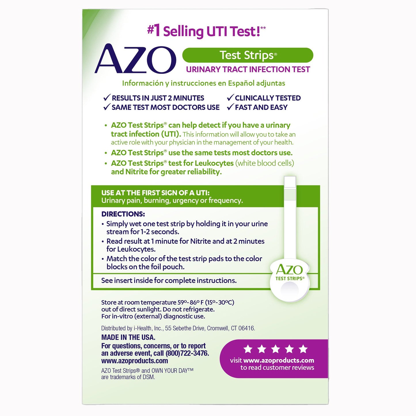 AZO® Urinary Tract Infection Test Strips 787651760216