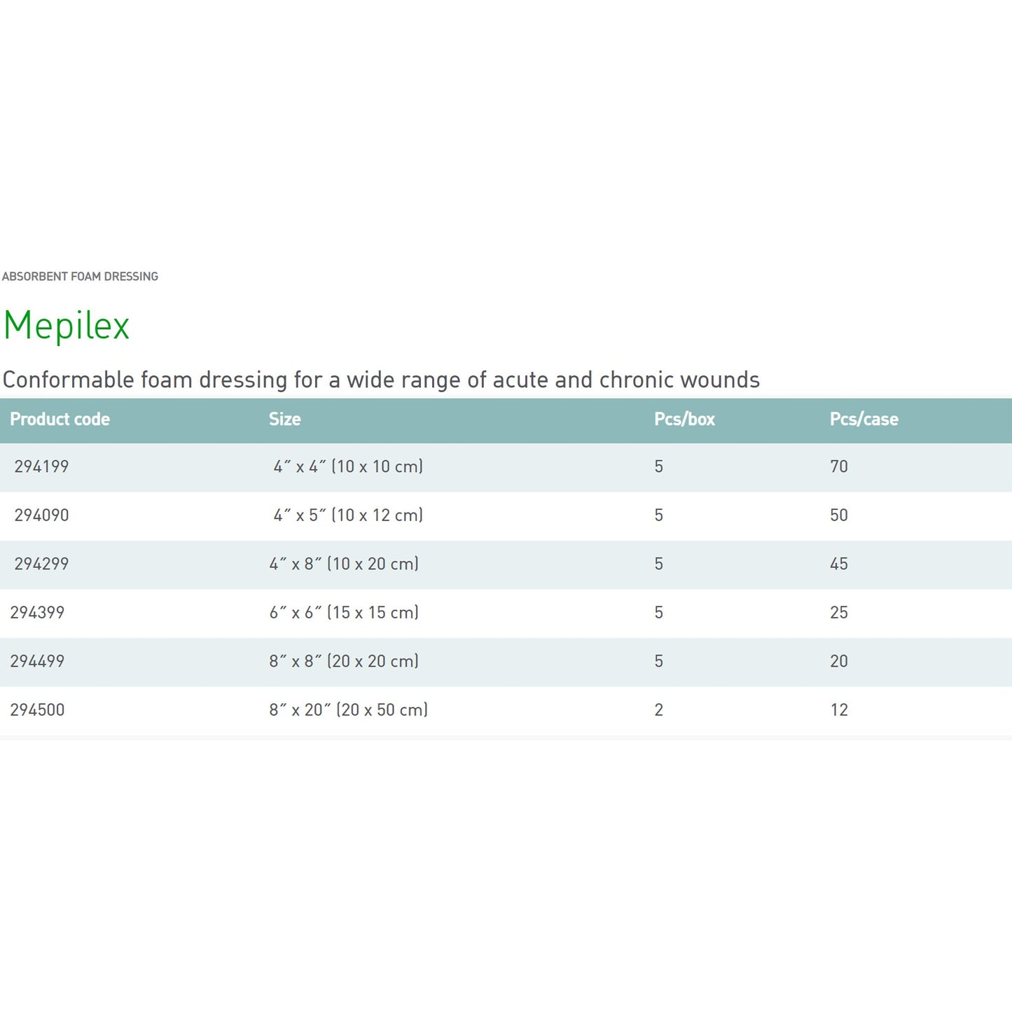 Mepilex® Silicone Adhesive without Border Silicone Foam Dressing, 8 x 8 Inch 294499