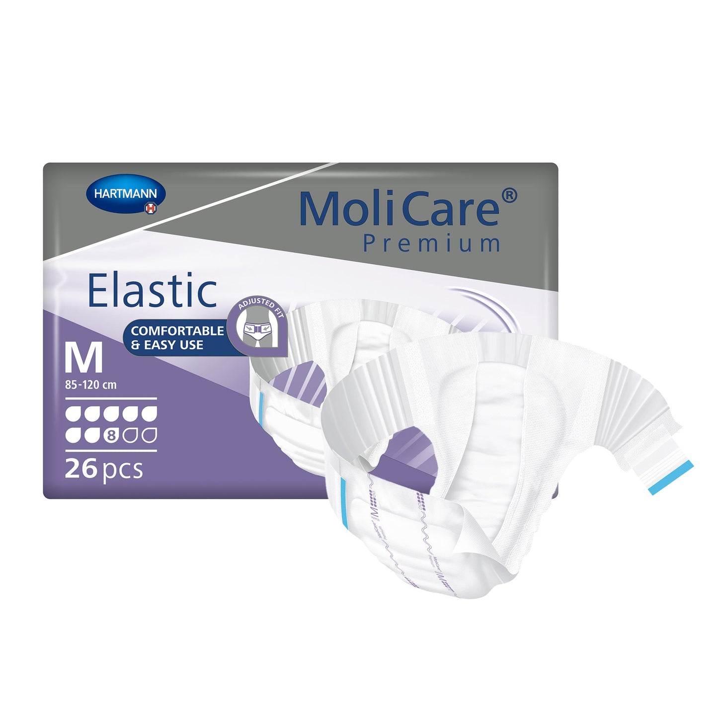 Unisex Adult Incontinence Brief MoliCare® Premium Elastic 8D Medium Disposable Heavy Absorbency - 165472