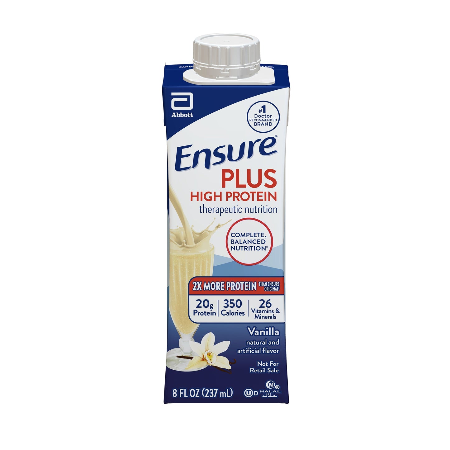 Ensure® Plus High Protein Therapeutic Nutrition Shake, Vanilla, 8-ounce carton 68234