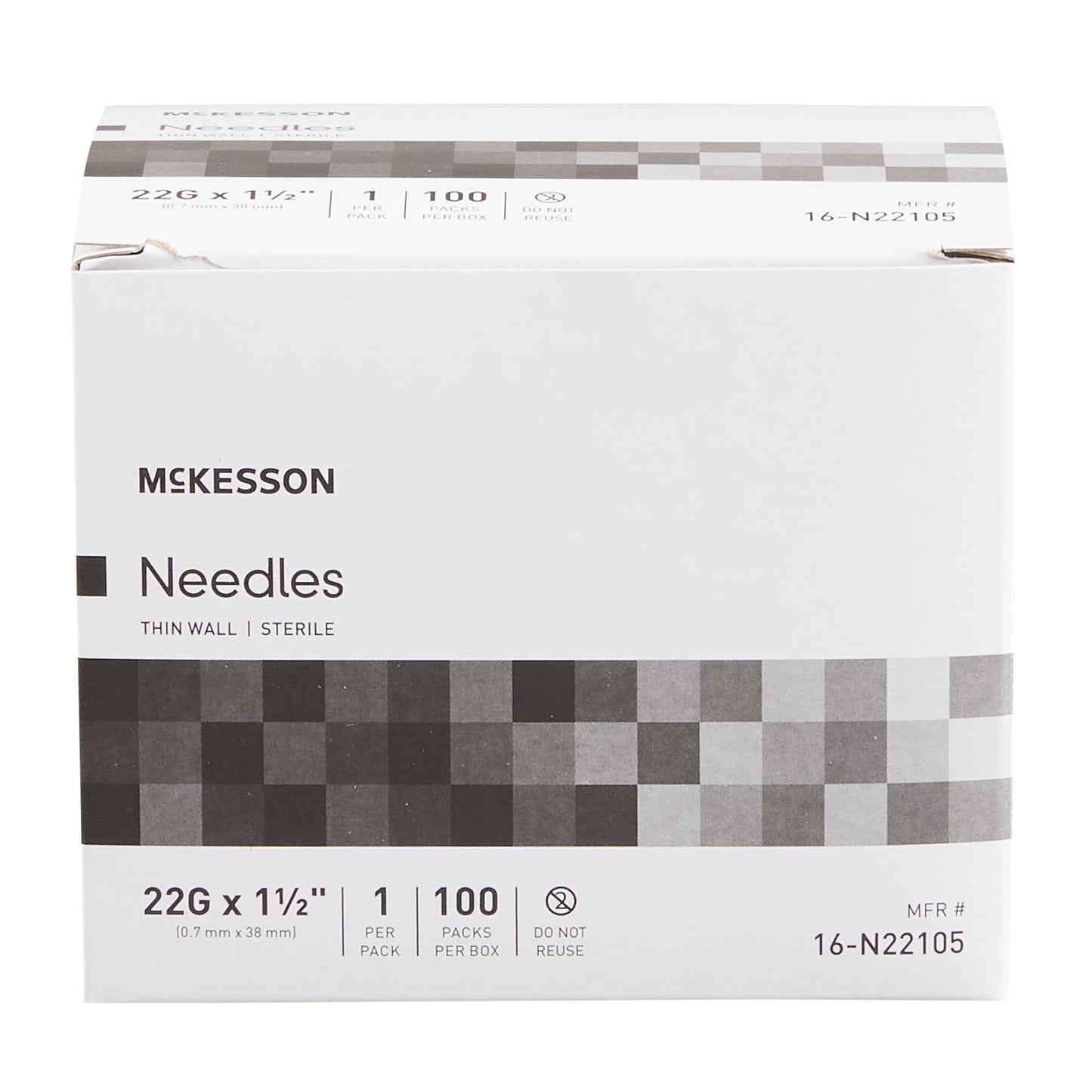 Hypodermic Needle McKesson 1-1/2 Inch Length 22 Gauge Thin Wall Without Safety - 16-N22105