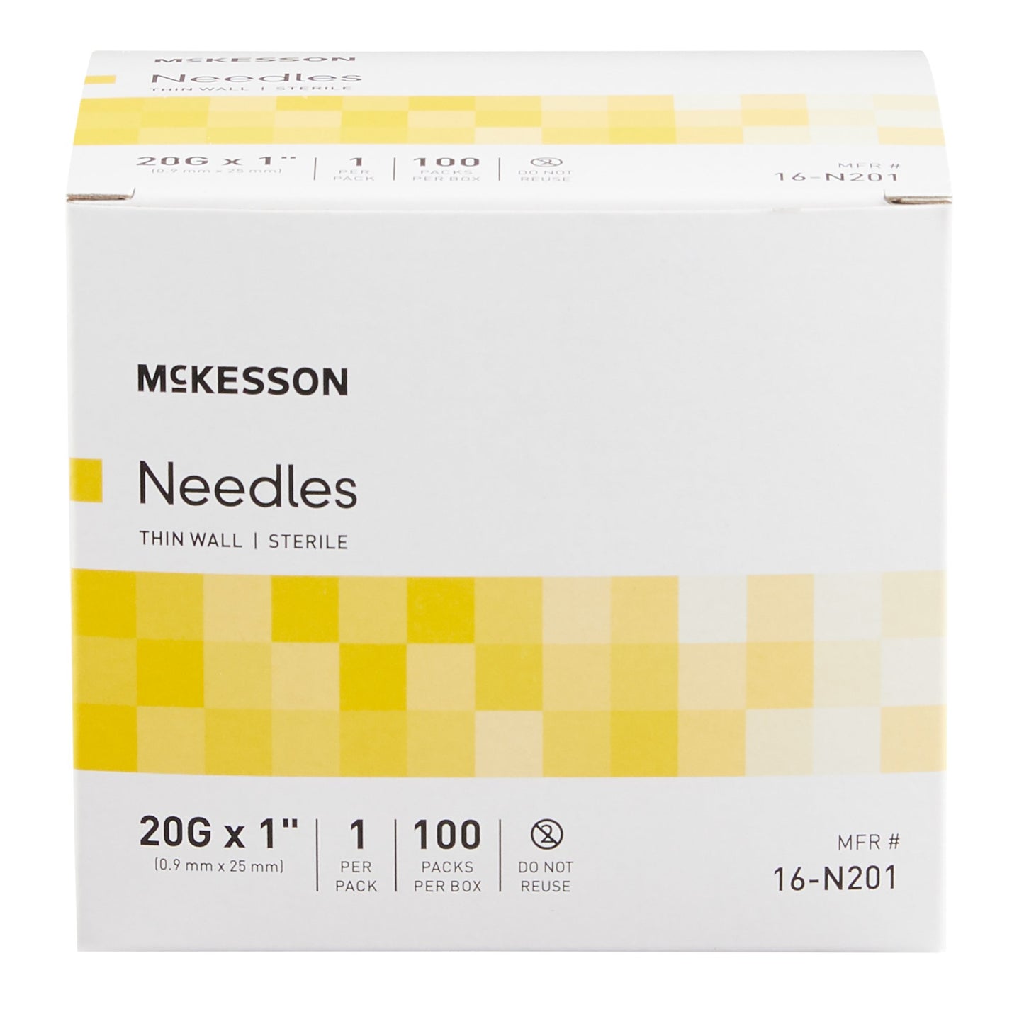 Hypodermic Needle McKesson 1 Inch Length 20 Gauge Thin Wall Without Safety - 16-N201