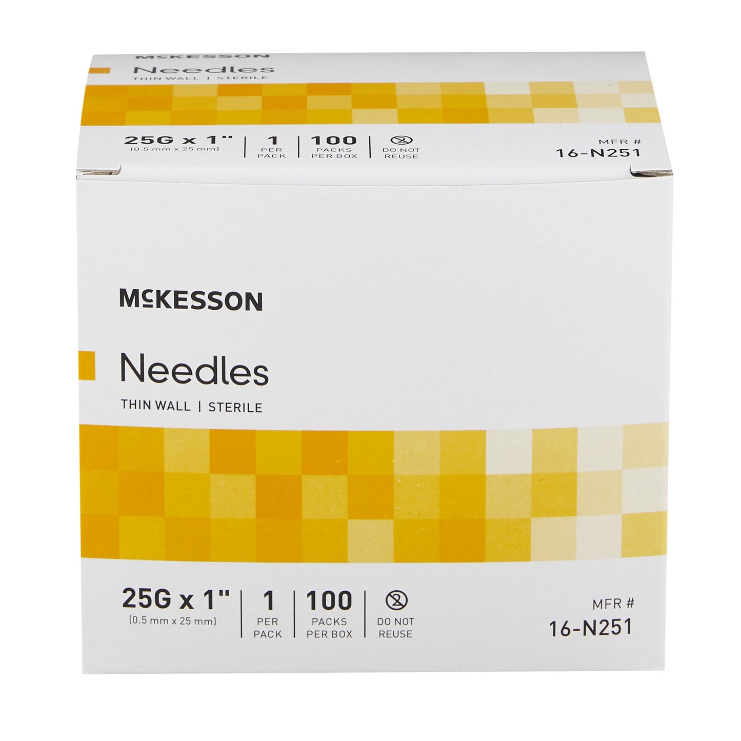 Hypodermic Needle McKesson 1 Inch Length 25 Gauge Thin Wall Without Safety - 16-N251