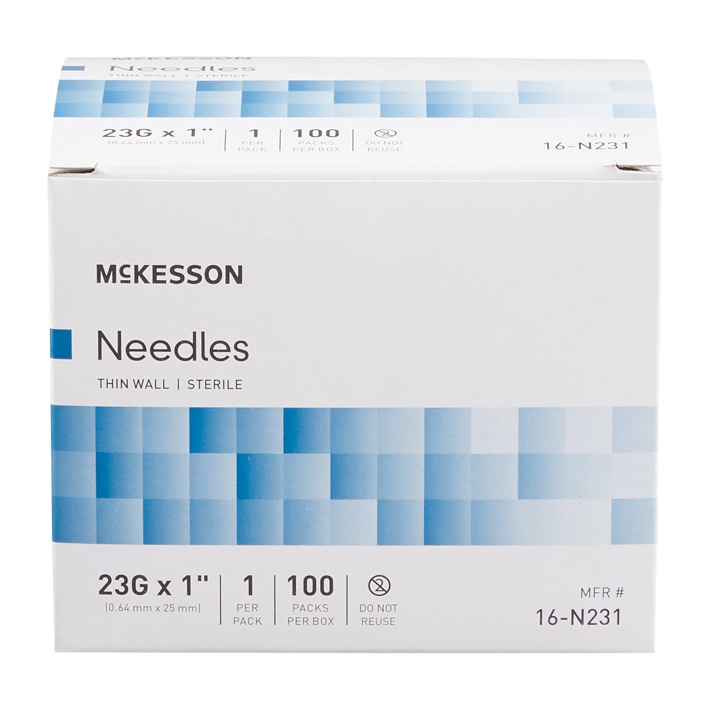 Hypodermic Needle McKesson 1 Inch Length 23 Gauge Thin Wall Without Safety - 16-N231