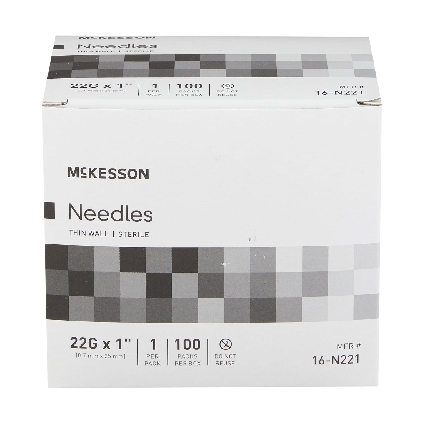 Hypodermic Needle McKesson 1 Inch Length 22 Gauge Thin Wall Without Safety - 16-N221