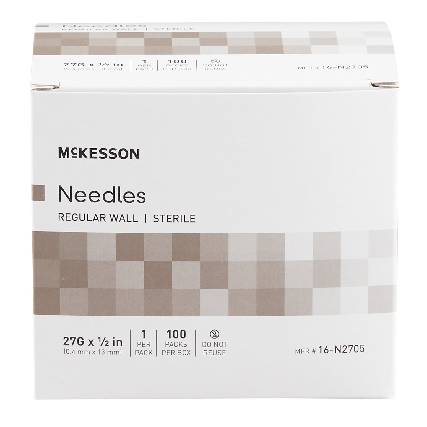 Hypodermic Needle McKesson 1/2 Inch Length 27 Gauge Regular Wall Without Safety - 16-N2705