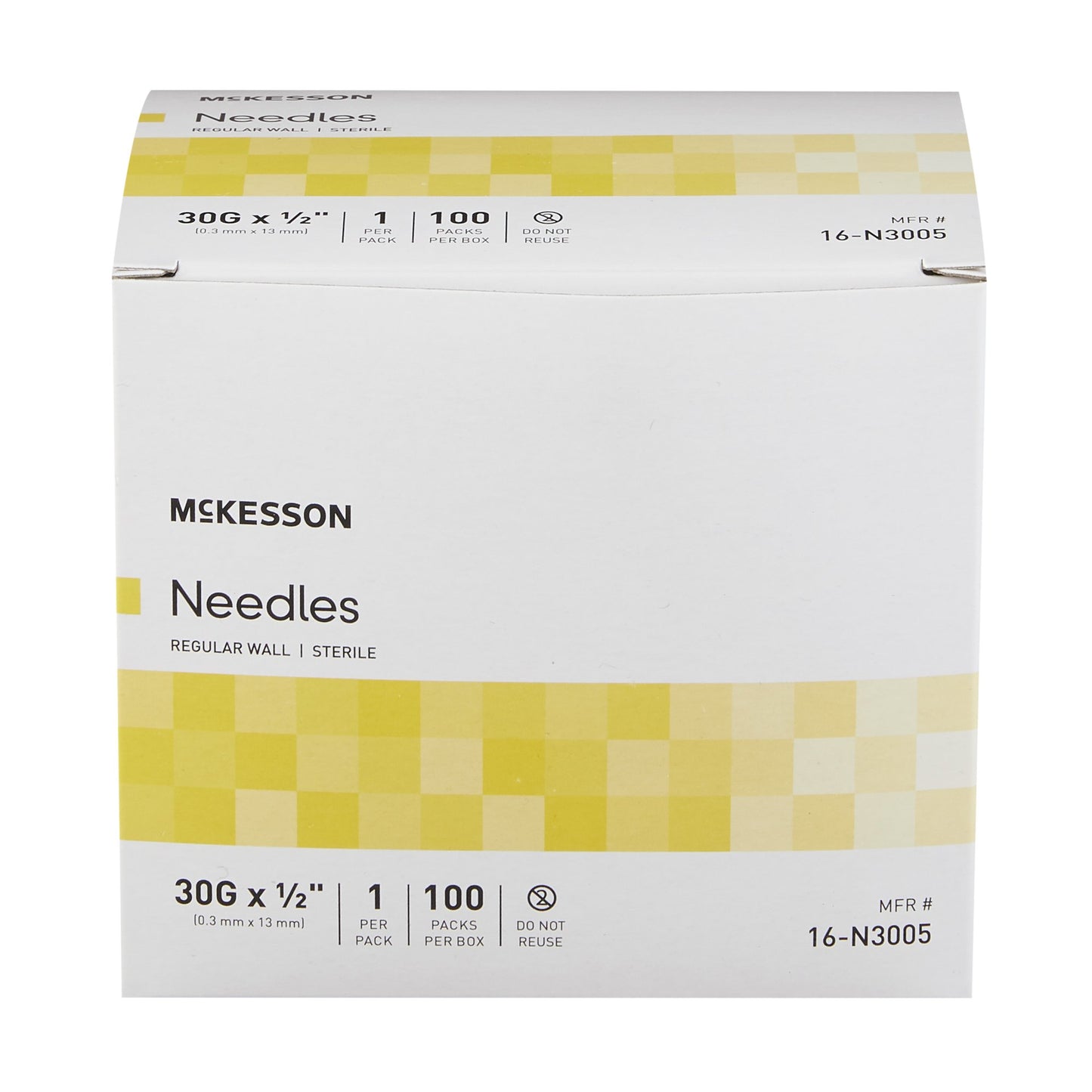 Hypodermic Needle McKesson 1/2 Inch Length 30 Gauge Regular Wall Without Safety - 16-N3005