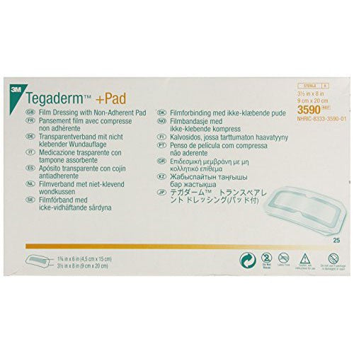 3M™ Tegaderm™ +Pad Film Dressing, 3584, 2-3/8 in x 4 in, Pad Size 1 in x  2-3/8 in, 50 Each/Carton, 4 Carton/Case