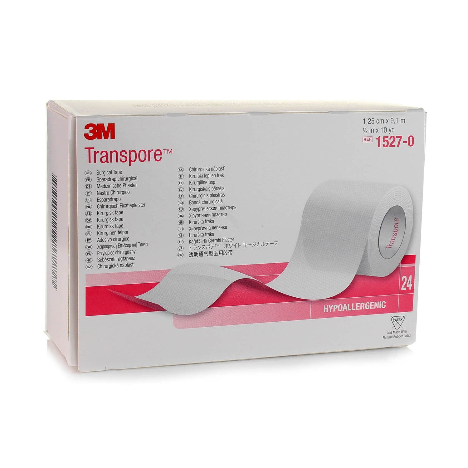 3M Transpore Plastic Medical Tape, 1 inch x 1-1/2 Yard, Transparent - Box/100