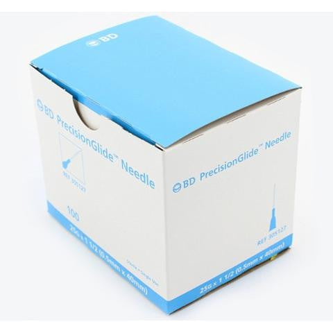 25g x 1 ½” PrecisionGlide sterile hypodermic needle, 100/bx