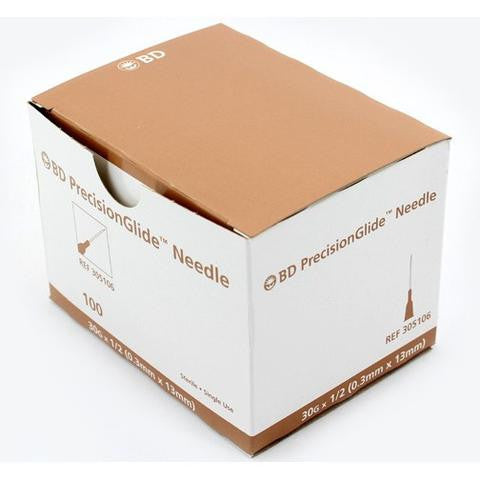 BD PrecisionGlide™ 30 G x 1/2" Hypodermic Needles - 305106 - Medsitis