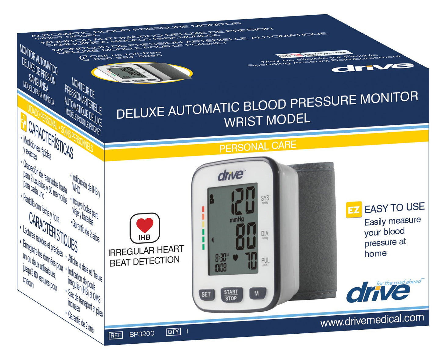 Drive Deluxe Automatic Wrist Blood Pressure Monitor | BP3200 - Medsitis