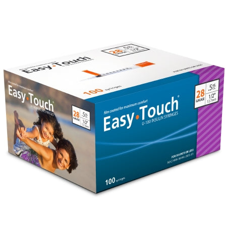 EasyTouch® U-100 Insulin Syringe w/ Needle 0.5 mL 28G x 1/2" - 828555 - Medsitis