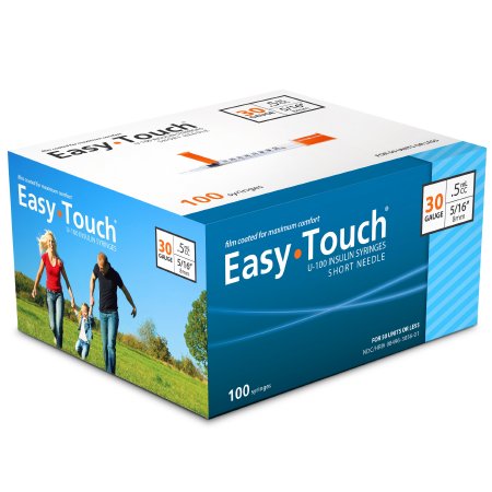 EasyTouch® U-100 Insulin Syringe w/ Needle 0.5 mL 30G x 5/16" - 830565 - Medsitis