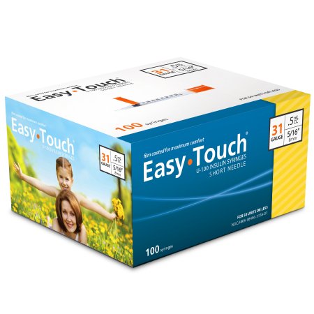 EasyTouch® U-100 Insulin Syringe w/ Needle 0.5 mL 31G x 5/16" - 831565 - Medsitis