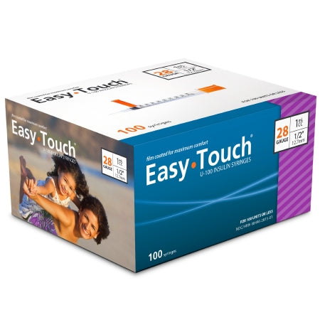 EasyTouch® U-100 Insulin Syringe w/ Needle 1 mL 28G x 1/2" - 828155 - Medsitis