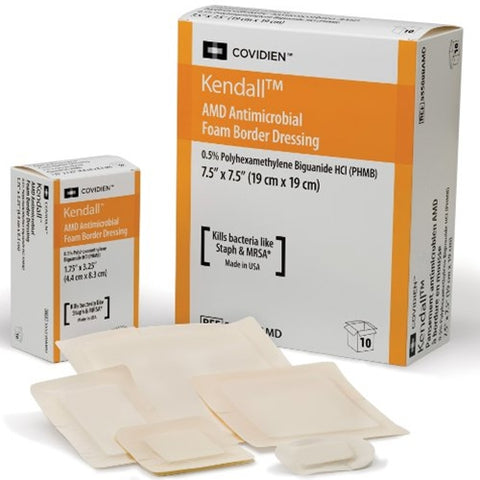 Kendall™ AMD Antimicrobial Foam Dressings 4" x 4" w/ Topsheet - 55544PAMD - Medsitis