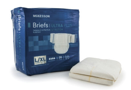McKesson Adult Ultra Absornant + Stretch Disposable Incontinent Brief Large/X-Large (48" - 66") | BRSTRLXL - Medsitis