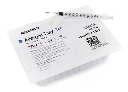 McKesson Allergy Tray Attached Needle w/o Safety 1 mL 27 Gauge 1/2" - 16-SNALL1C27 - Medsitis