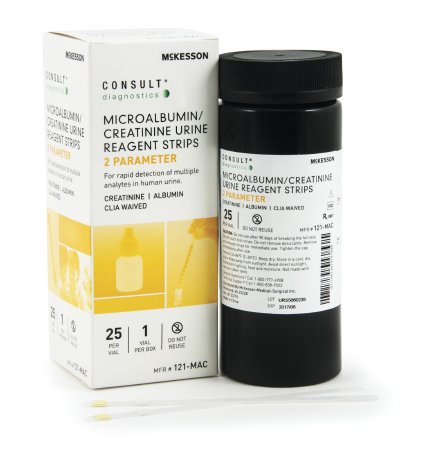 Consult® Urinalysis Reagent Microalbumin/Creatinine Test Strips - 121-MAC - Medsitis