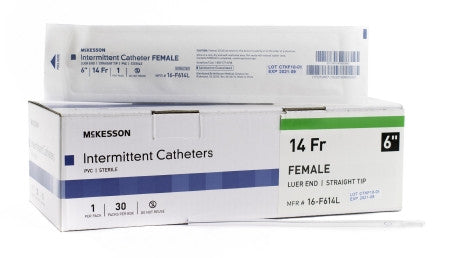 McKesson Female 6" Luer Tip Intermittent Catheters 14Fr. - 16-F614L - Medsitis