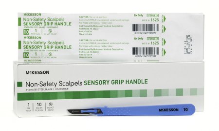 McKesson General Purpose Stainless Steel Scalpel with Sensory Grip Handle # 10 - 1625 - Medsitis