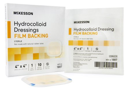 McKesson Hydrocolloid Film Back Dressing 4" x 4" Sterile - 1887 - Medsitis