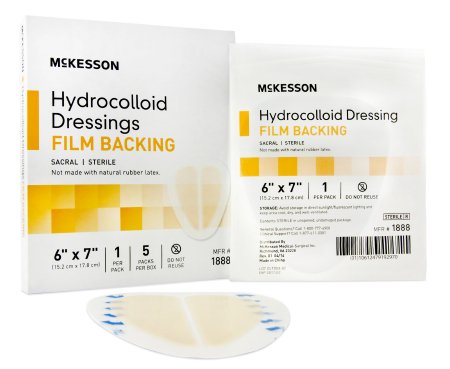McKesson Hydrocolloid Film Back Dressing 6" x 7" Sterile - 1888 - Medsitis