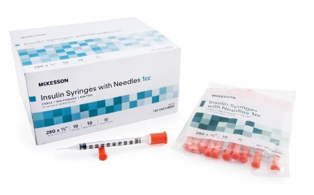 McKesson Insulin Syringes w/ Fixed Needles 1cc 28G x 1/2 - 102