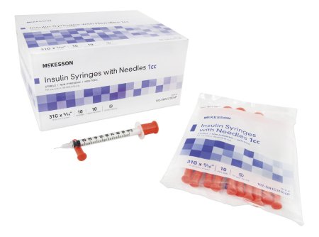 McKesson Insulin Syringes w/ Fixed Needles 1cc 31G x 5/16" - 102-SN1C31516P - Medsitis