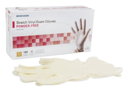 McKesson Ivory Stretch PF Vinyl Exam Gloves X-Small - 14-812 - Medsitis