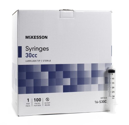 McKesson Luer Lock Syringe w/o Safety 30mL - 16-S30C - Medsitis