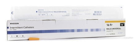 McKesson Male/Univ 16" Straight Tip Intermittent Catheters 16Fr. - 16-M1616 - Medsitis