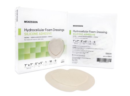 McKesson Hydrocellular Foam Dressing with Silicone Adhesive 7" x 7" - 4845 - Medsitis