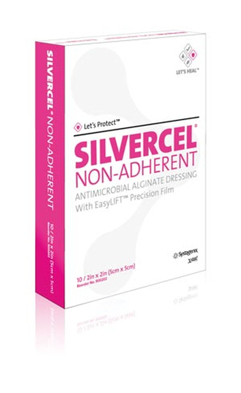 alginate with silver dressing 3M Silvercel Non-Adherent Antimicrobial Alginate Dressing 2x2 inch Pack of 10