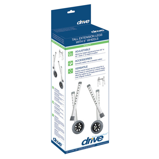 Drive Medical drive Tall Extension Legs with Wheel 10108WC, Box of 1